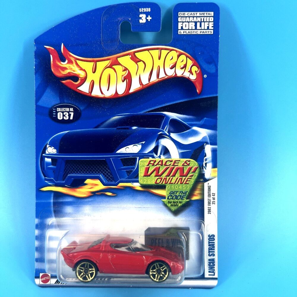 2002 Hot Wheels First Edition Red Lancia Stratos w/Gold pr5 Collector # 37 MOC
